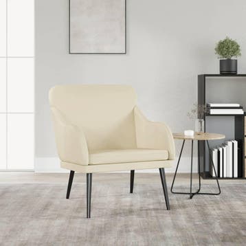 vidaXL Fauteuil 63x76x80 cm kunstleer crèmekleurig, Verzenden, Nieuw