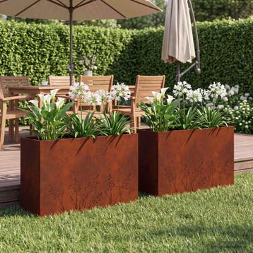 vidaXL Plantenbak 2 st Roestkleurig 80 x 30 x 49 cm weervast, Verzenden, Nieuw