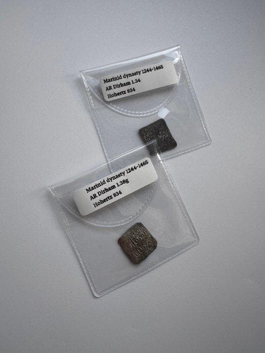Mariniden-dynastie Silver Dirham AD 1244-1456 (2 coins), Postzegels en Munten, Munten | Azië