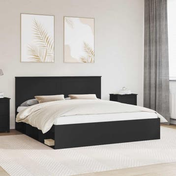 vidaXL Bedframe met hoofdeinde Zwart 180 x 200 cm Massief, Verzenden, Nieuw