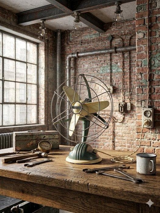 Ercole Marelli Milano Elektrische ventilator - Zeldzame, Antiek en Kunst, Antiek | Wandborden en Tegels