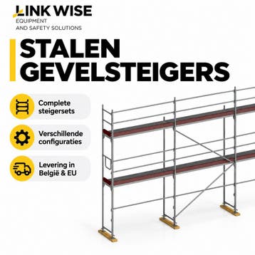Nieuwe stalen gevelsteiger 126 m² – complete steigerset, Doe-het-zelf en Bouw, Nieuw, Overige typen, 5 meter of hoger
