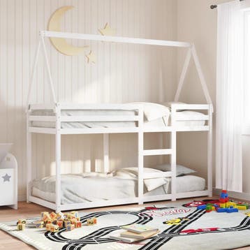 vidaXL Stapelbed met bedhuis massief grenenhout wit 80x200, Verzenden, Nieuw