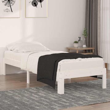 vidaXL Bedframe massief hout wit 75x190 cm, Huis en Inrichting, Verzenden, Nieuw