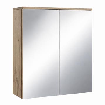 Spiegelkast Toledo 60 x 20 x 60 cm Kastanje Badkamerkast, Verzenden, Nieuw