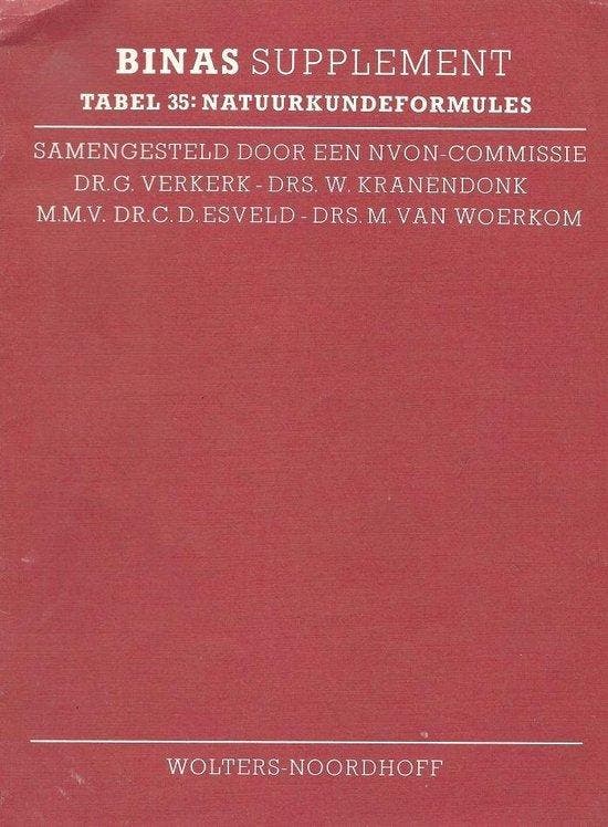 Binas supplement tabel 35 natuurkundeformules 9789001893712, Boeken, Overige Boeken, Gelezen, Verzenden