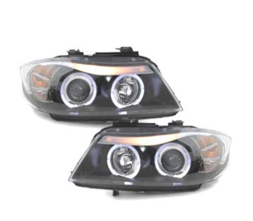 PHARES BMW E90 E91 05-08 ANGEL EYES FOND NOIR, Verzenden