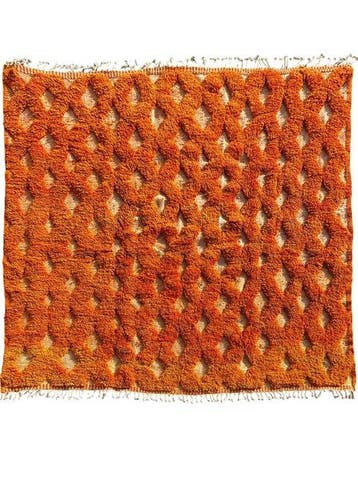Oranje Marokkaans wollen tapijt – Handgemaakt geometrisch