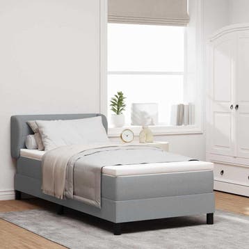 vidaXL Boxspring bed met hoofdeinde Lichtgrijs 90 x 200 cm, Verzenden