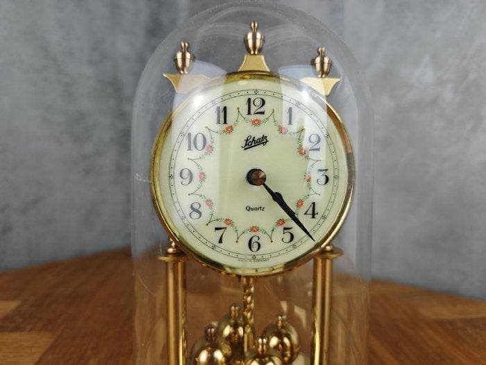 400-dagen klok - Schatz - Mid-century modern Messing, acryl, Antiquités & Art, Curiosités & Brocante
