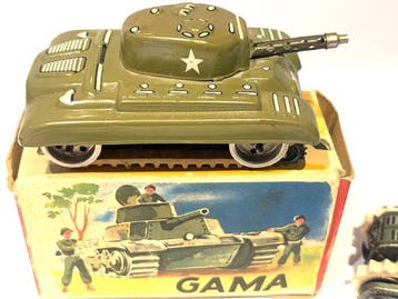 Gama - Panzer 634 + T56 - Opwindbaar blikken speelgoed -, Antiek en Kunst