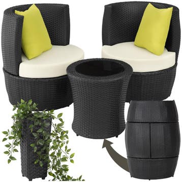 Aluminium rotan zitgroep Nizza 2+1+1 - zwart, Verzenden, Nieuw