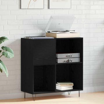 vidaXL Platenkast Zwart Eiken 85 x 38 x 89 cm Bewerkt hout, Verzenden, Nieuw