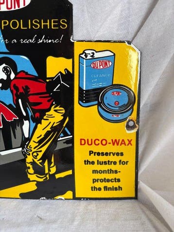 Emaille reclamebord - DuPont Auto Polishes – kleurrijk