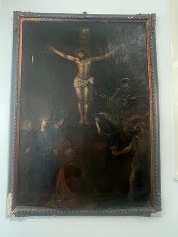 Italiaanse school (XVII) - Crocifissione - cm 124x93, Antiek en Kunst
