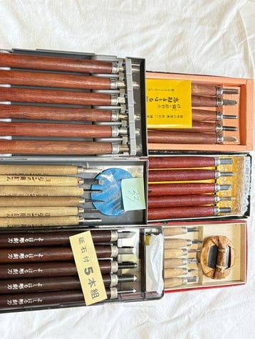Vintage Japanese Wood Carving Chisel Set 33 Pieces Yoshiharu