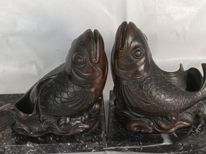sculptuur, serre-livres carpes japonaises - 13 cm -, Antiek en Kunst, Kunst | Designobjecten