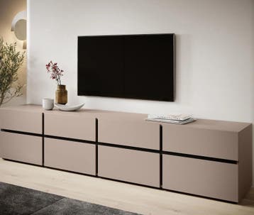 Tv meubel Modern design 225 x 48 x 40 cm beige, Verzenden, Nieuw