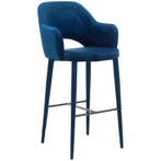 Polspotten Cosy Barstoel Blauw Fluweel - Barkruk -, Verzenden