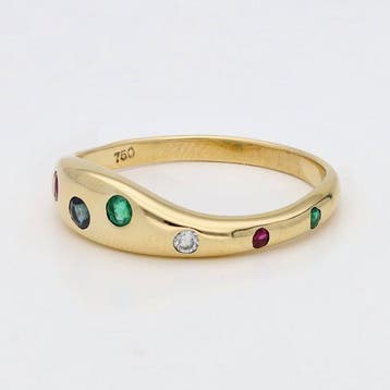 Bague - 18 carats Or jaune Diamant (Naturelle) -, Handtassen en Accessoires, Ringen, Nieuw