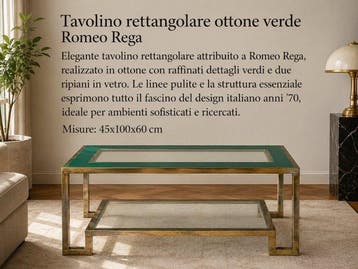 Centre de table - Laiton, Verre - Table basse rectangulaire