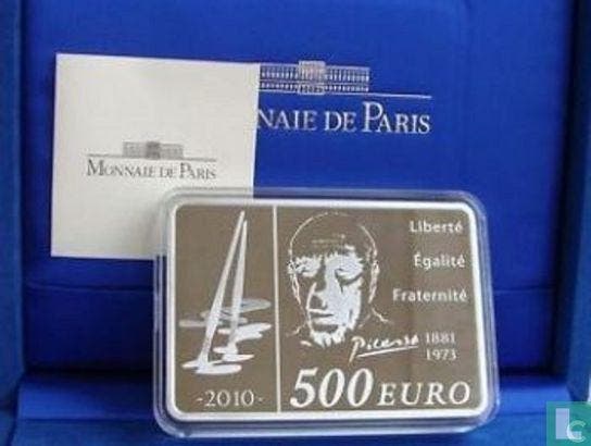 Frankrijk 500 euro 2010 (PROOF - zilver) Pablo Picasso, Postzegels en Munten, Munten | Europa | Euromunten, Losse munt, Goud, Zilver