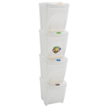 vidaXL Vuilnisbakken 4 st stapelbaar 100 L polypropeen wit, Verzenden, Nieuw