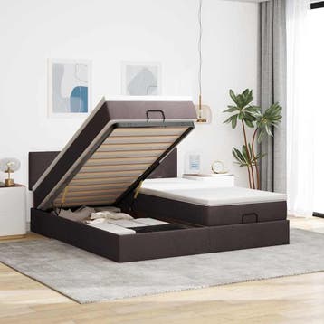 vidaXL Ottoman bed met matrassen 180x200cm stof donkerbruin, Verzenden