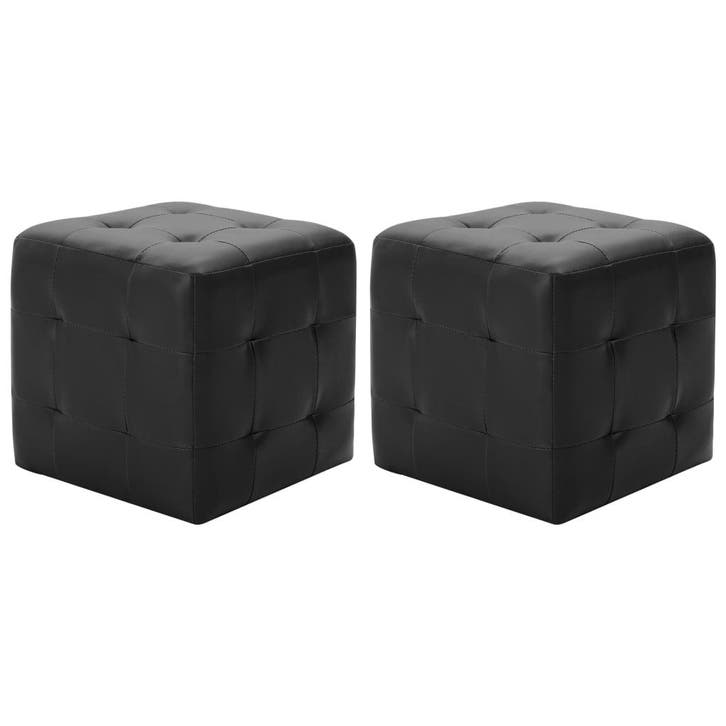 vidaXL Poef 2 st 30x30x30 cm kunstleer zwart, Maison & Meubles, Canapés | Repose-pieds & Poufs, Envoi