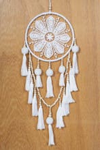 Dromenvanger Wit Kralen Dreamcatcher Tassels Kraaltjes Bohem, Ophalen of Verzenden, Nieuw