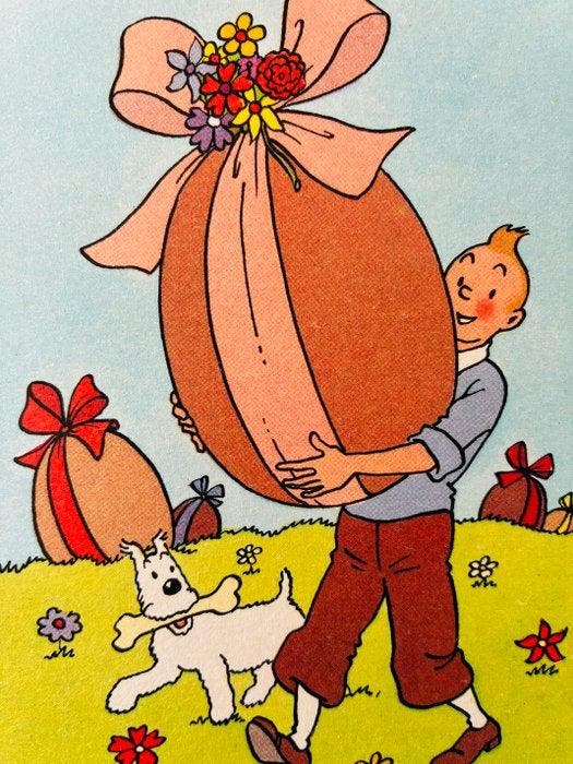 Tintin - 1 tintin-1 ansichtkaart-vrolijk, Livres, BD