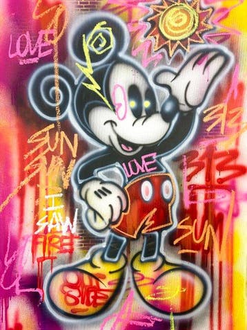 Outside313 - Mickey Mouse - Sun in my hands, Antiek en Kunst, Kunst | Schilderijen | Modern