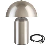 tectake Kleine retro-tafellamp Kade, dimbaar - Mat nikkel, Verzenden