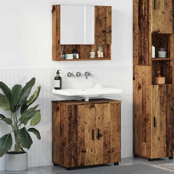 vidaXL Badkamermeubel Set 2 st Oud Hout 61 x 35 x 64 cm, Verzenden
