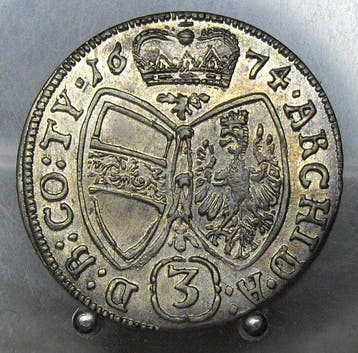 Oostenrijk. Leopold I. 3 Kreuzer 1674, Hall (Zonder