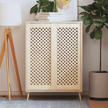 vidaXL Kastdeuren met latwerk 2 st 39,5x99 cm massief, Verzenden