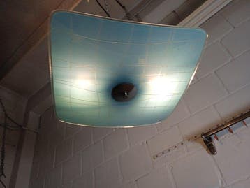 Plafondlamp - Vintage Parasol hanglamp - Glas, Metaal