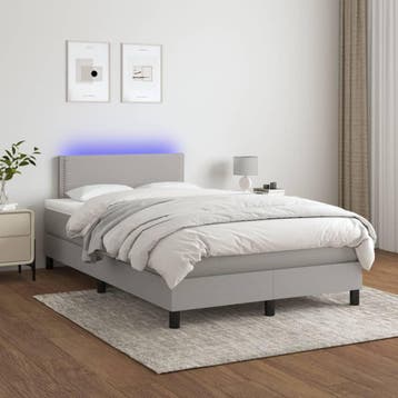 vidaXL Boxspring met matras en LED stof lichtgrijs 120x200, Verzenden, Nieuw