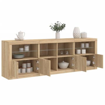 vidaXL Dressoir met LED-verlichting 202x37x67 cm sonoma, Verzenden