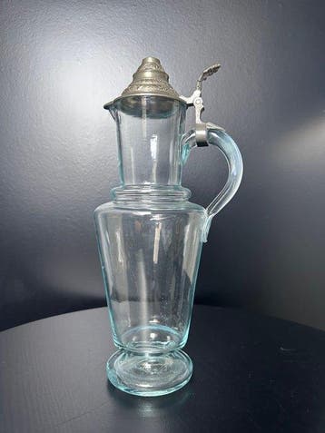 Kruik - Large Antique Hand-Blown Glass Serving Pitcher, Antiek en Kunst