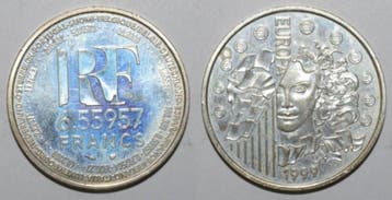 6 55957 Francs France Waehrungsparitaet Europa 6,55957 Fr..., Verzenden