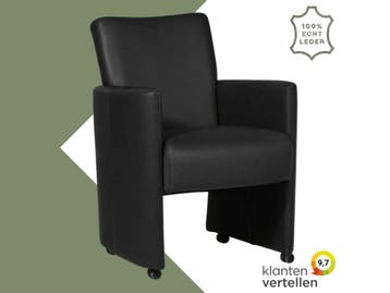 Leren eetkamerstoel Elegant - Toledo Nero (zwart) - Met, Huis en Inrichting, Stoelen, Eigentijds, Modern, Zwart, Nieuw, Leer