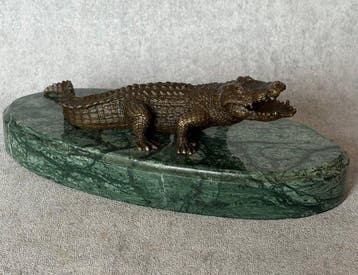 Beeld, Prachtig sculptuur van een krokodil 21.5 cm - 7.5 cm