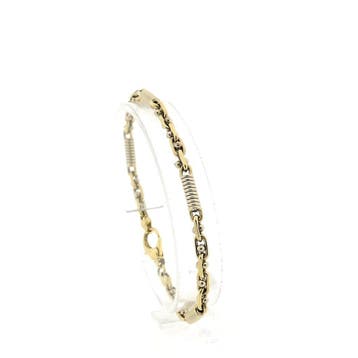 Bicolor gouden Monte Carlo schakelarmband, Handtassen en Accessoires, Ophalen of Verzenden, Gebruikt, Goud, Goud