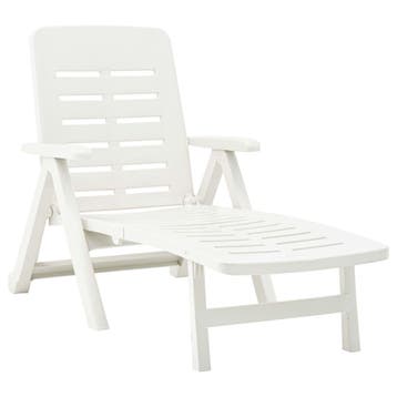 vidaXL Ligbed inklapbaar kunststof wit, Tuin en Terras, Verzenden, Nieuw