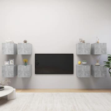 vidaXL Tv-wandmeubelen 8 st 30,5x30x30 cm betongrijs, Huis en Inrichting, Kasten |Televisiemeubels, Verzenden, Nieuw