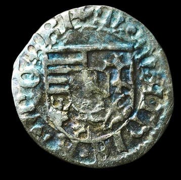 Hongarije, middeleeuws. Matthias Corvinus 1458-1490. Denar, Postzegels en Munten