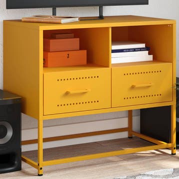 vidaXL Tv-meubel 68x39x60,5 cm staal mosterdgeel, Verzenden, Nieuw