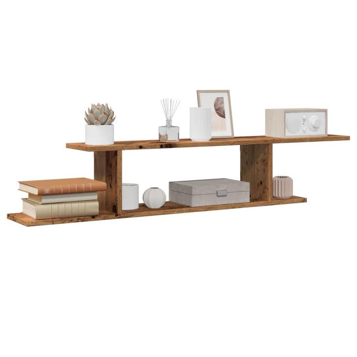 vidaXL Tv-wandschap 125x18x23 cm bewerkt hout oud, Huis en Inrichting, Kasten | Wandmeubels, Nieuw, Verzenden