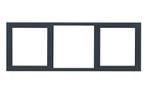 PVC raam draaikiep-vast-draaikiep b300xh110cm antreciet, Gevelraam of Ruit, 80 tot 120 cm, Nieuw, Ophalen of Verzenden